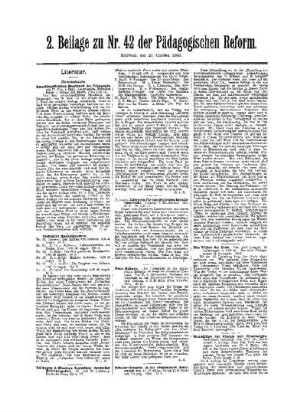 Litteratur : 2. Beilage zu Nr. 42 der Pädagogischen Reform