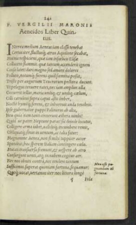 P. Vergilii Maronis Aeneidos Liber Quintus.