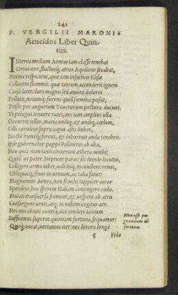P. Vergilii Maronis Aeneidos Liber Quintus.