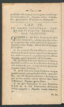 Cap. IV. De Sacra Scriptura, Tanquam Perfecto Theologiae Principio.