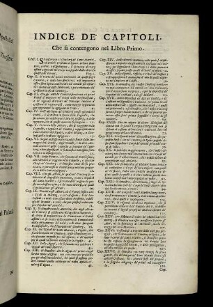 Indice De' Capitoli, Che si contengono nel Libro Primo.