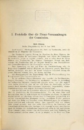 Haupt-Bericht der Preussischen Schlagwetter-Commission, [2,]1. Anlagen zum Haupt-Berichte der Preussischen Schlagwetter-Commission. Bd. 1
