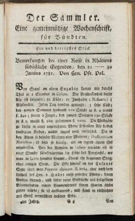 Ein und dreisigstes Stück.