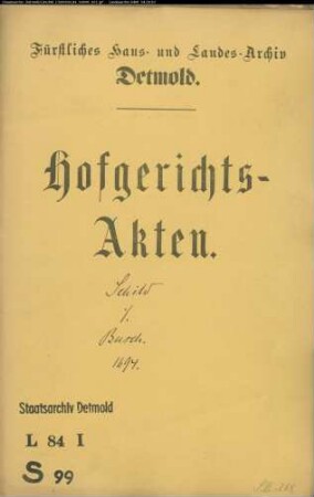 Schild, Gerd in Detmold gegen Amtmann Oloff Ernst Busch - Schuldforderung