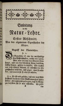 Erster Abschnitt. Von den allgemeinen Eigenschaften der Körper.
