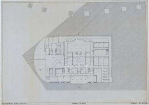 Wettbewerb Filmhaus Esplanade (nicht realisiert), Engere Wahl – Grundriss UG. Berlin-Tiergarten, Potsdamer Platz 2