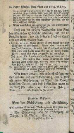 Zweyter Abschnitt. Von der Schöpfung und Vorsehung.