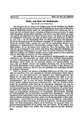 Wesen und Wert der Volkskunde