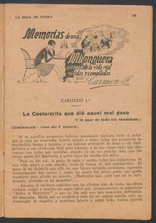 Capítulo 1.° - La costurerita que dió aquel mal paso y lo peor de todo sin necesidad...
