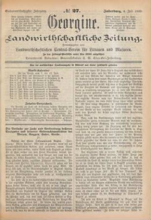 Siebenundfünfzigster Jahrgang. No. 27. Insterburg, 4. Juli 1889.
