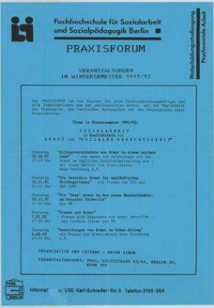 Praxisforum: Sozialarbeit im Konfliktfeld von Armut und sozialer Gerechtigkeit