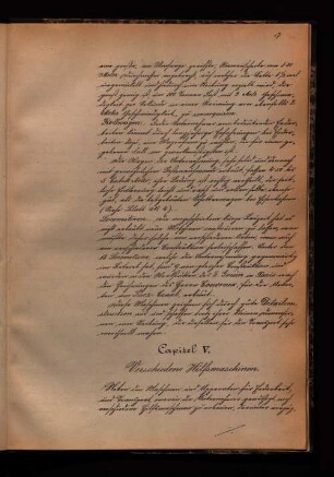 Capitel V. Verschiedene Hilfsmaschinen.