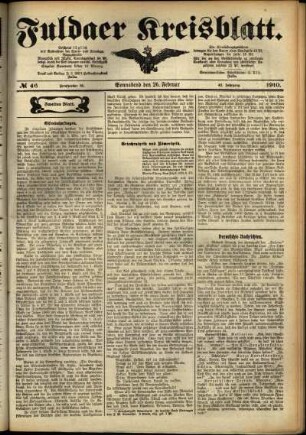 Zweite Ausgabe vom Samstag, den 26. Februar 1910.