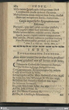 Index Epigrammatum Seriorum