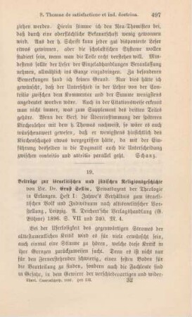 497-499 [Rezension] Sellin, Ernst, Beiträge zur israelitischen und jüdischen Religionsgeschichte