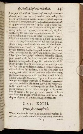 Cap. XXIII. Proles sine menstruis.