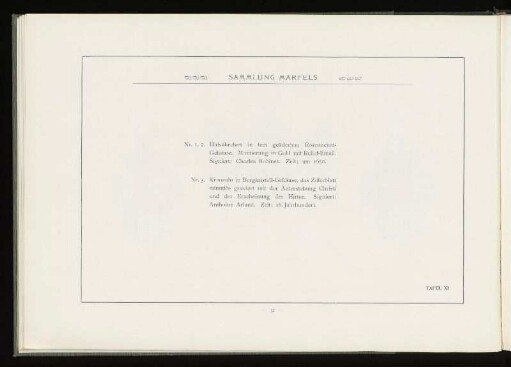 Tafel XI - XV (mit Beschreibung)