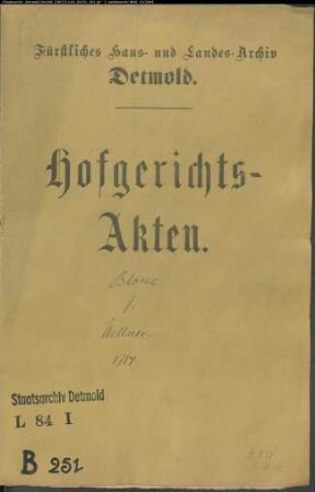 Blohme, Gottschalk zu Detmold gegen Wellner in der Schönemark - Schuldforderung