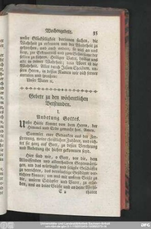 I. Anbetung Gottes.