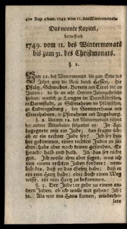 Das neunte Kapitel, betreffend 1749. vom 11. des Wintermonats bis zum 31. des Christmonats