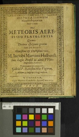 Disputationum Meteorologicarum Septima De Meteoris Aereis Seu Flatulentis