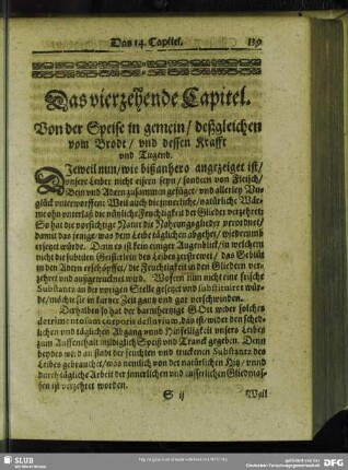 Das vierzehende Capitel. Von der Speise in gemein, deßgleichen vom Brodt, und dessen Krafft und Tugend