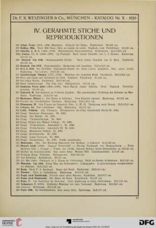 IV. Gerahmte Stiche und Reproduktionen (Nr. 346-395)