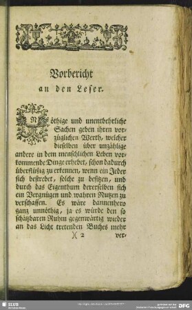 Vorbericht an den Leser