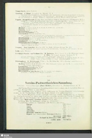 XII. Vereins-Postwerthzeichen-Sammlung