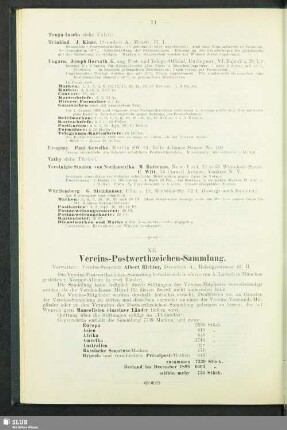XII. Vereins-Postwerthzeichen-Sammlung