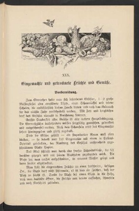 XXX. Eingemachte und getrocknete Früchte und Gemüse