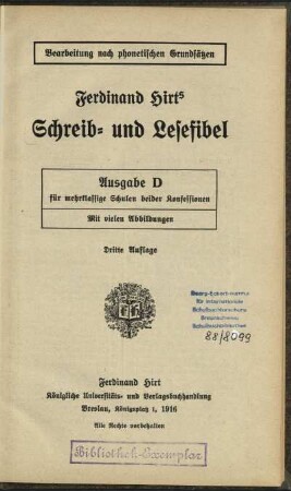 Ferdinand Hirts Schreib- und Lesefibel