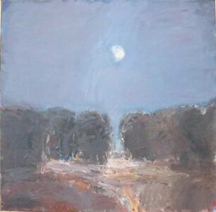 Nächtliche Schneise mit Mond