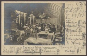 Ansichtskarte „Gruss aus dem Restaurant Krüger“, Yorckstrasse 85-86 [1/2]