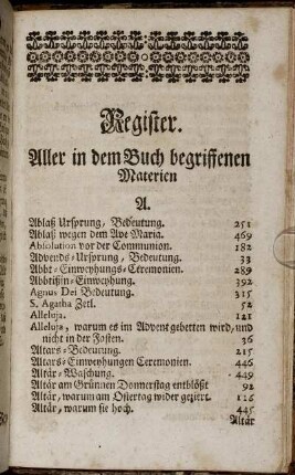 Register. Aller in dem Buch begriffenen Materien