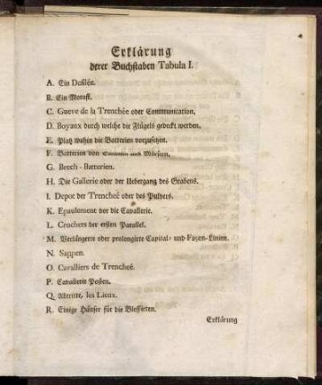 Erklärung derer Buchstaben Tabula I.