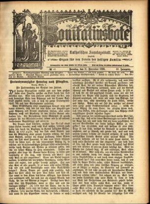 Erste Ausgabe vom Sonntag, den 11. November 1900.