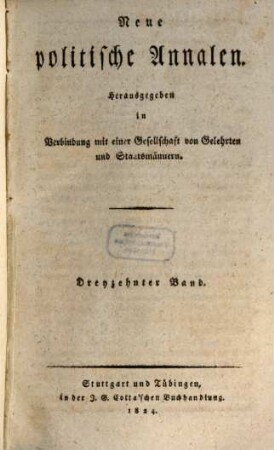 Neue allgemeine politische Annalen. 13. 1824