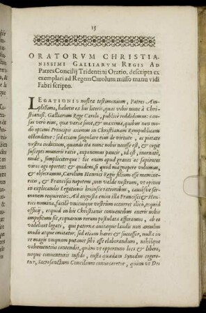 Oratorum Christianissimi Galliarum Regis Ad Patres Concilii Tridentini Oratio ...