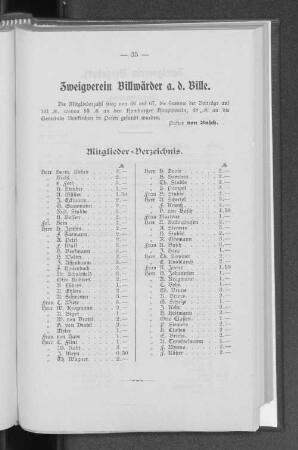Zweigverein Billwärder a. d. Bille.
