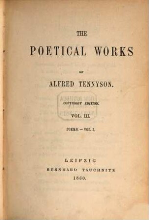 The poetical works of Alfred Tennyson. 3,3,1