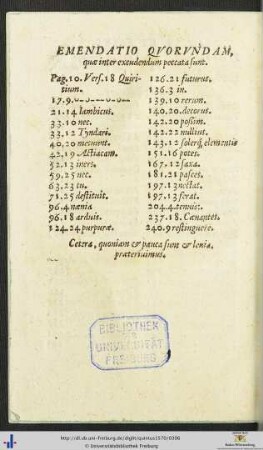 EMENDATIO QUORUNDAM, quæ inter excudendum peccata sunt
