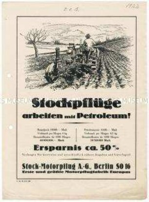 Motorpflüge der Firma Stock