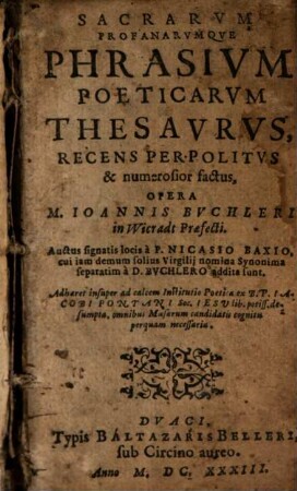 Sacrarum profanarumque phrasium poeticarum thesaurus recens perpolitus