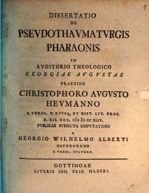 Dissertatio De Psevdothavmatvrgis Pharaonis