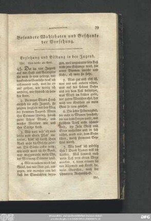 Erziehung und Bildung in der Jugend.