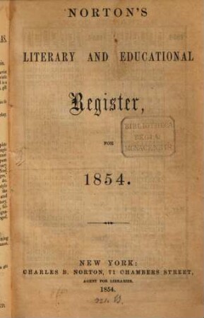 Norton's literary and educational register. 1854