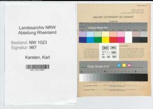 Entnazifizierung Karl Karsten , geb. 12.10.1898 (Oberzollinspektor)