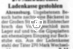 270 [Name maskiert] einer Ladenkasse gestohlen