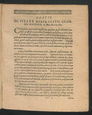 Oratio De Vita Et Rebus Gestis Georgii Majoris ...